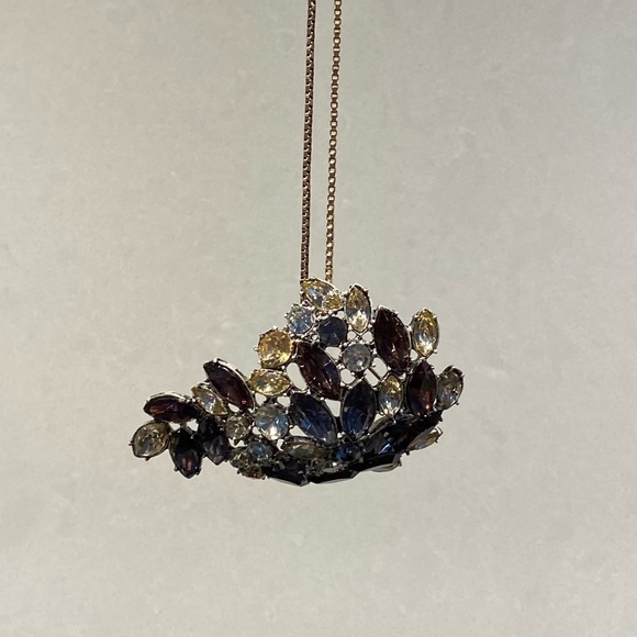 Vintage Old Hollywood Lucite Rhinestone Silver Tone Large Brooch Pin - Picture 3 of 8